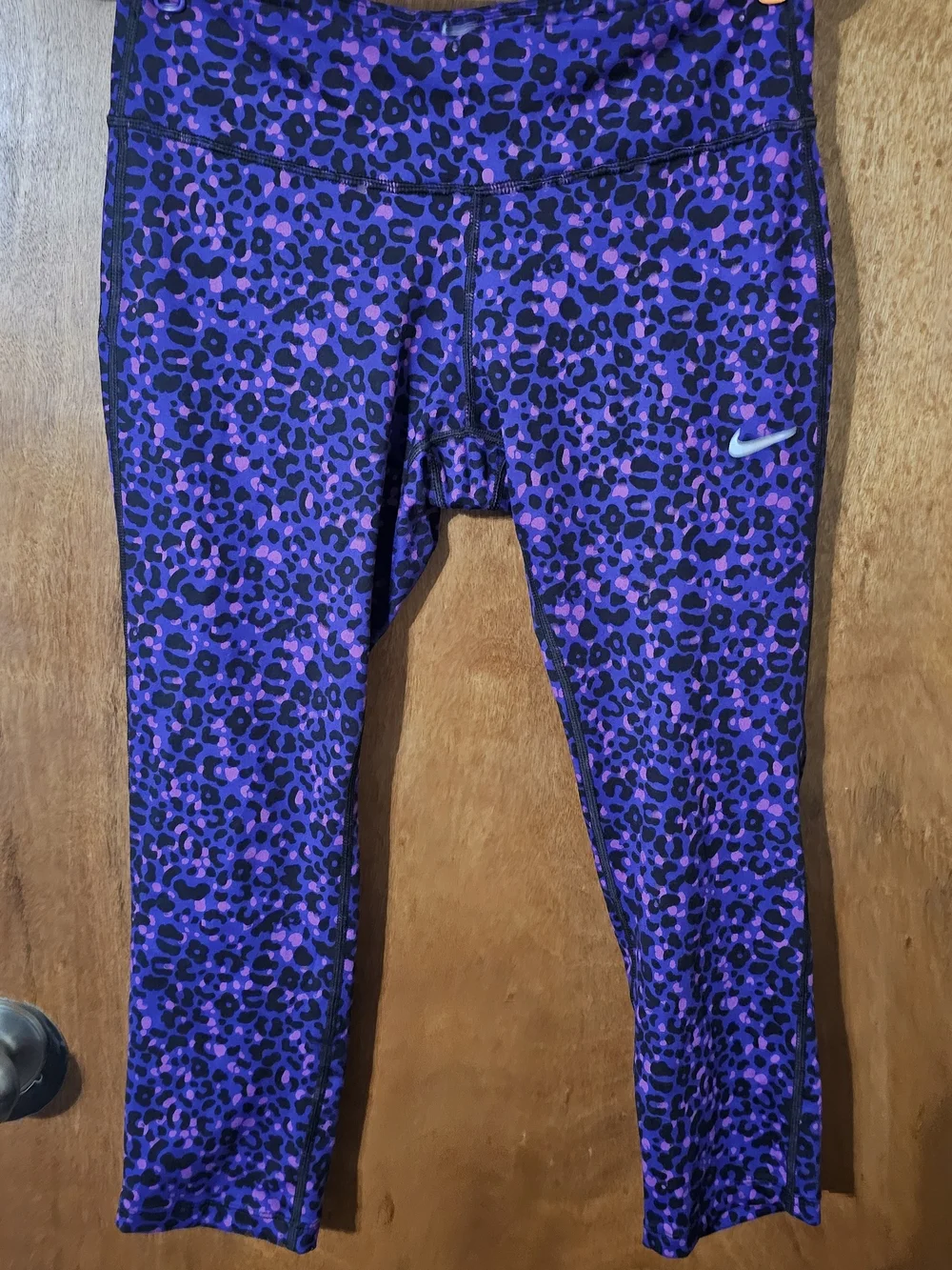 Nike Purple and Black Leopard Dri-FIT Capris
